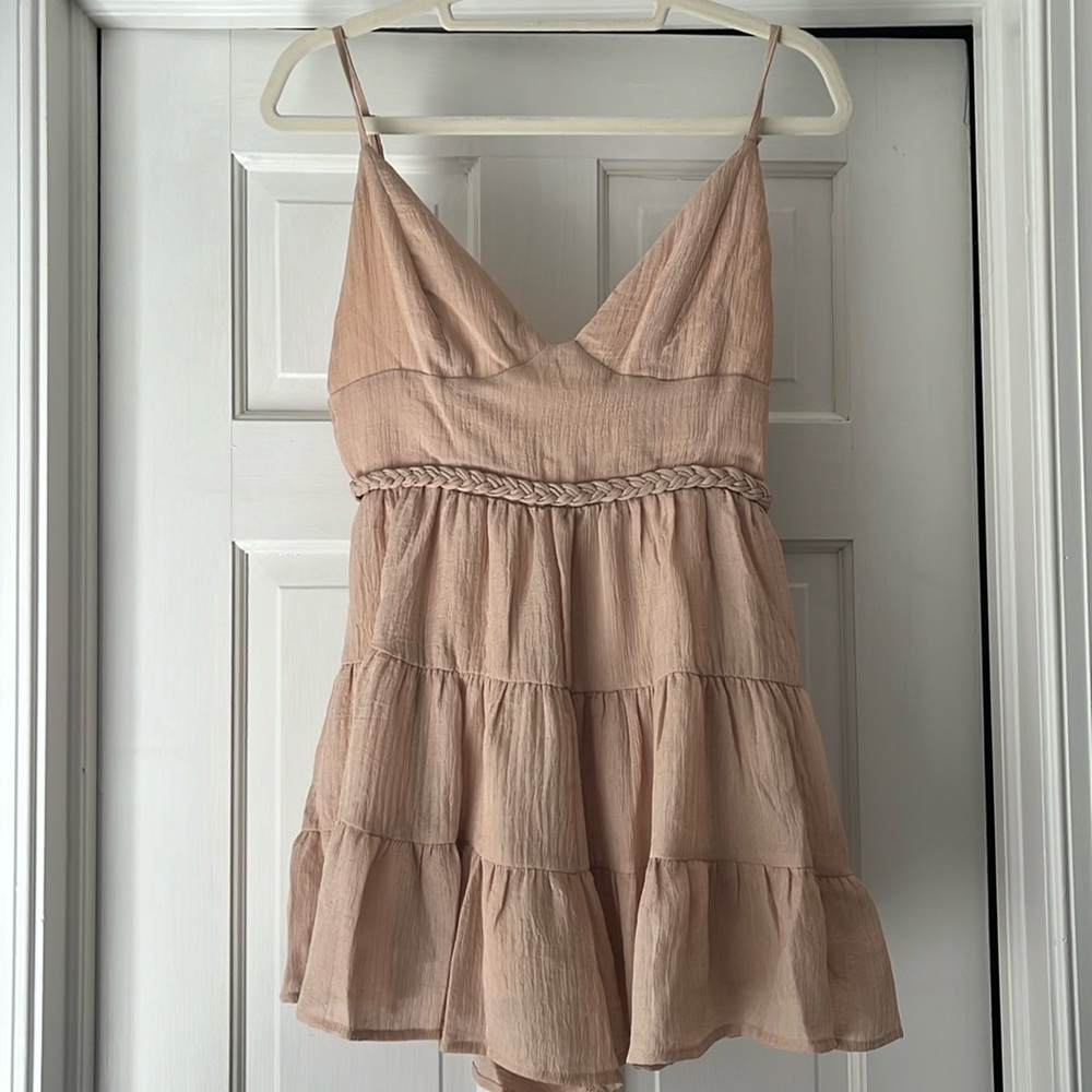 Super cute Storia Light Pink Romper with Braided Belt in a size small